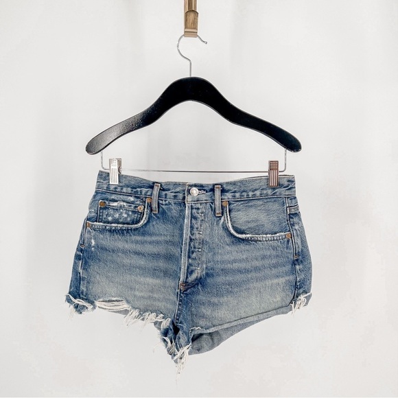 Agolde Denim Cut Off Jean Parker Shorts - Picture 2 of 6